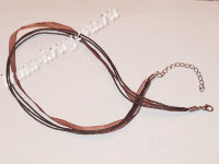 Шнур из органзы и вощеного шнура с замком 45 см коричневый  