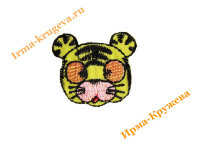 Термоаппликация "Мордочка тигра жёлтая" 3х3,5см