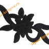 Аппликация пришивная "Черный велюровый цветок с блеском" 12х23см