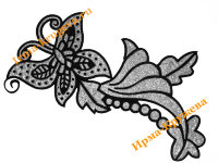 Аппликация пришивная "Черно-серебряная бабочка с блеском" 12х22см