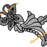 Аппликация пришивная "Черно-серебряная бабочка с блеском" 12х22см