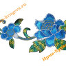 Термоаппликация "Цветок с бутоном голубой влево" 11х23см 