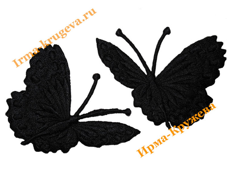 Термоаппликация "Бабочка черная" 7х7см 2шт (вбок) 