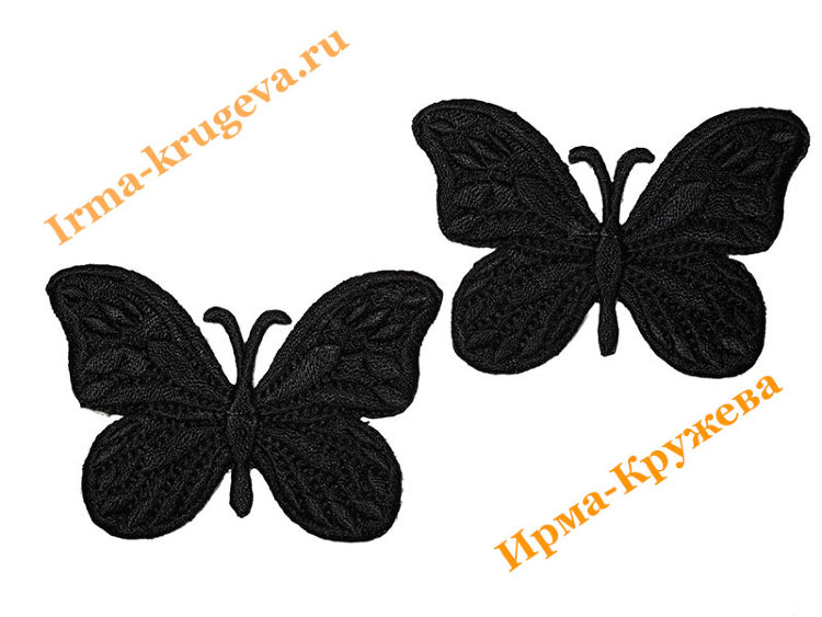 Термоаппликация "Бабочка черная" 5х7,5см 2шт (круглая)