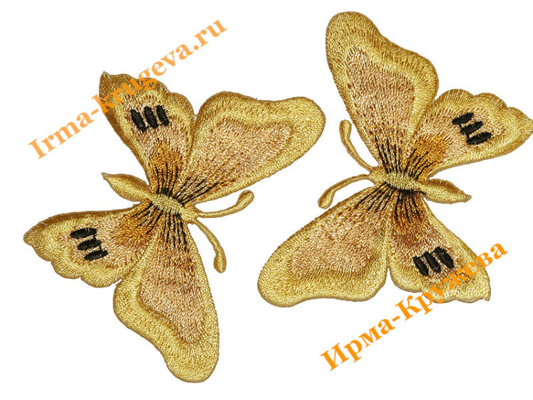 Термоаппликация "Бабочка желто-бежевая" 6х7,5см 2шт (обычная)