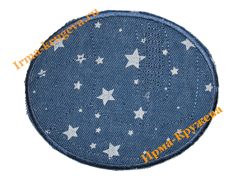Термоаппликация джинсовая "Мяч голубой со звездами" 9,5х12см