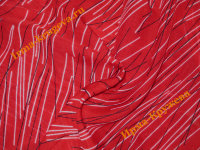 Ткань плательная красная с чёрно-белыми полосками шир.112см 100%п/э