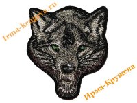 Термоаппликация "Волк с зелеными глазами" 8х9,5см 