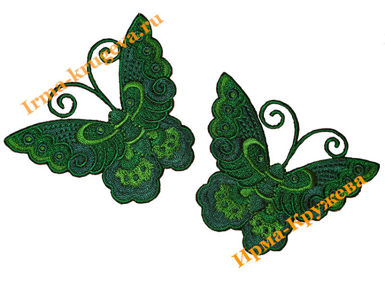 Термоаппликация "Бабочка зеленая" 6,5х8см 2шт (ажурная)