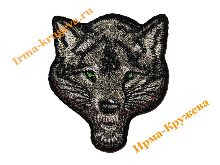 Термоаппликация "Волк с зелеными глазами" 5,5х6см