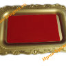 Поднос золотой 42×29×2см пластиковый с красной бархатной подушкой