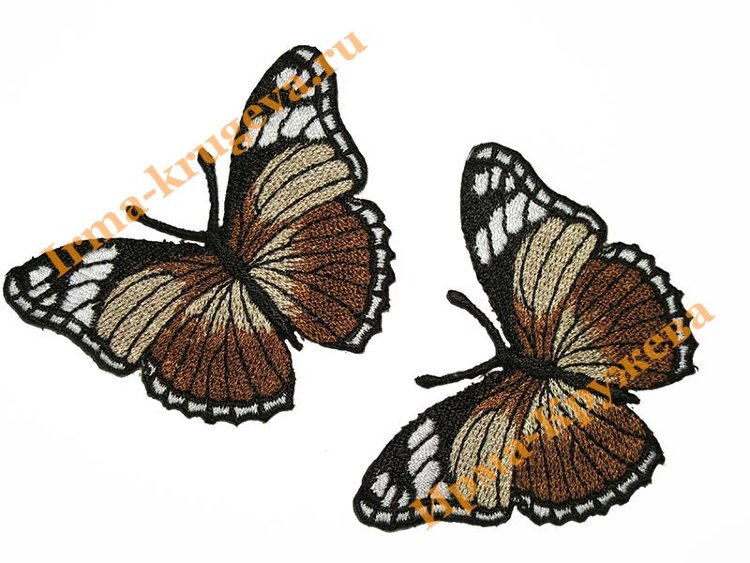 Термоаппликация "Бабочка бежево-коричневая" 5х7,5см 2шт (пёстрая)  