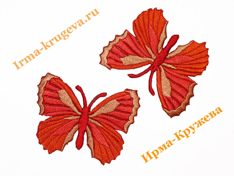 Термоаппликация "Бабочка красно-оранжевая" 5х7см 2шт (полосатая) 