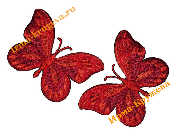 Термоаппликация "Бабочка красная" 5х7,5см 2шт (круглая) 