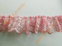 Кружево органза с вышивкой 4см (9 метров) №14 грязно-розовое  