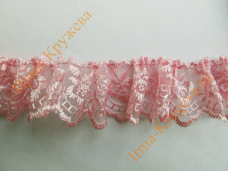 Кружево органза с вышивкой 4см (9 метров) №14 грязно-розовое  