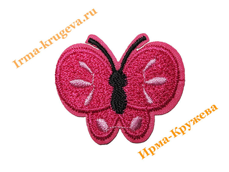 Термоаппликация "Бабочка круглая ярко-розовая" 3х4см 