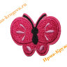 Термоаппликация "Бабочка круглая ярко-розовая" 3х4см 