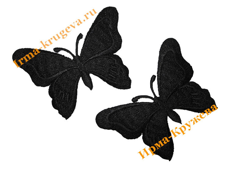 Термоаппликация "Бабочка чёрная " 6х7,5см 2шт (обычная)   