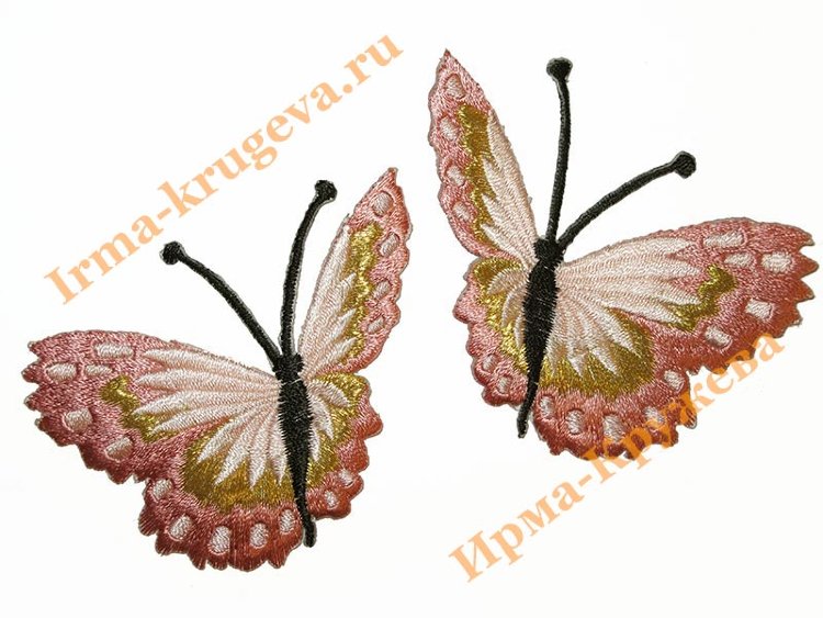 Термоаппликация "Бабочка розово-персиковая" 7х7см 2шт (вбок)