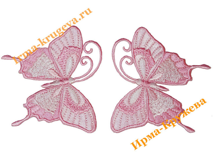 Термоаппликация "Бабочка светло-розовая" 7,5х8см 2шт (усы вбок)