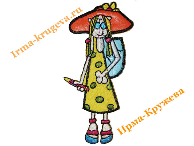 Термоаппликация "Девочка в оранжевой шляпе" 7х15см