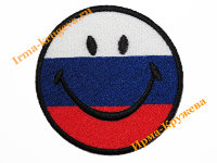 Термоаппликация "Смайлик российский флаг в чёрном ободке" 7х7см