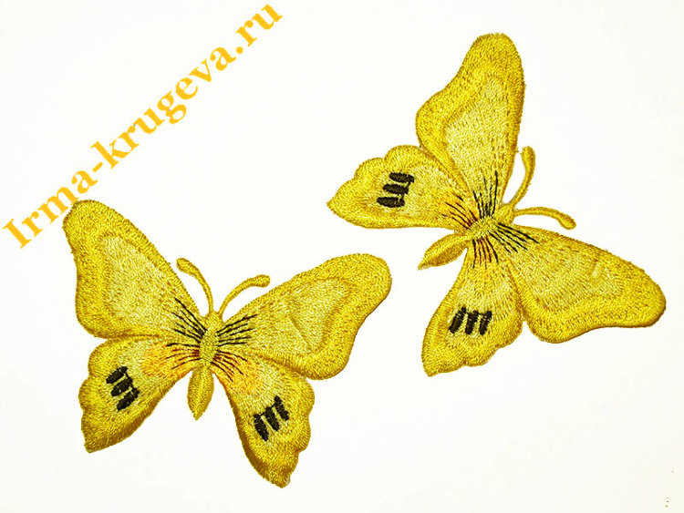 Термоаппликация "Бабочка лимонная" 6х7,5см 2шт (обычная)