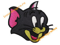 Термоаппликация "Кот Том с розовыми ушами" 10х10,5см