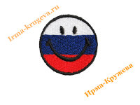 Термоаппликация "Смайлик российский флаг в чёрном ободке" 3,1х3,1см