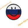 Термоаппликация "Смайлик российский флаг в чёрном ободке" 3,1х3,1см