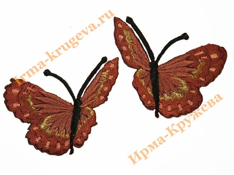Термоаппликация "Бабочка коричневая" 7х7см 2шт (вбок)