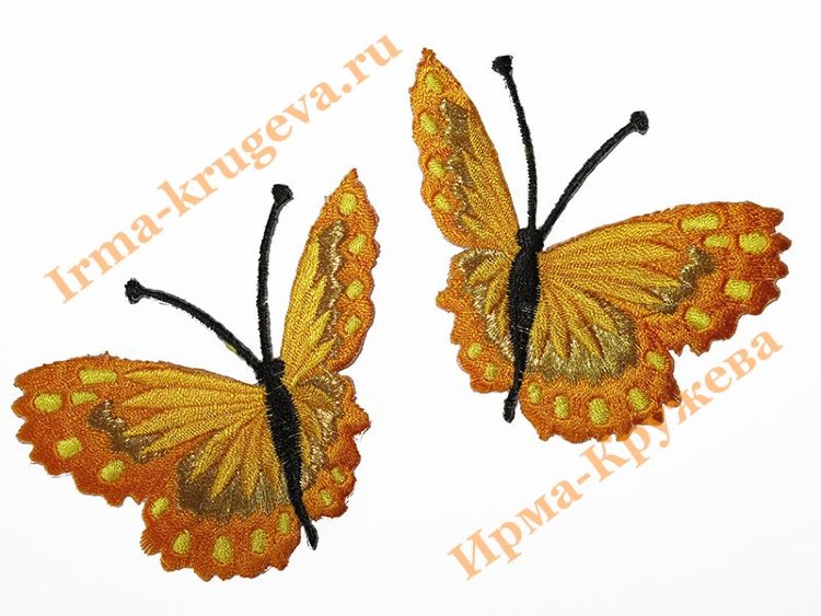 Термоаппликация "Бабочка оранжевая" 7х7см 2шт (вбок)